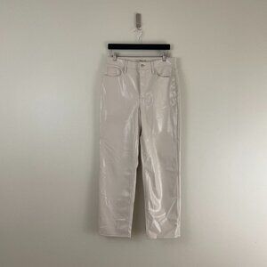 Madewell The Perfect Vintage Straight Pants Faux Leather Linen Size 29